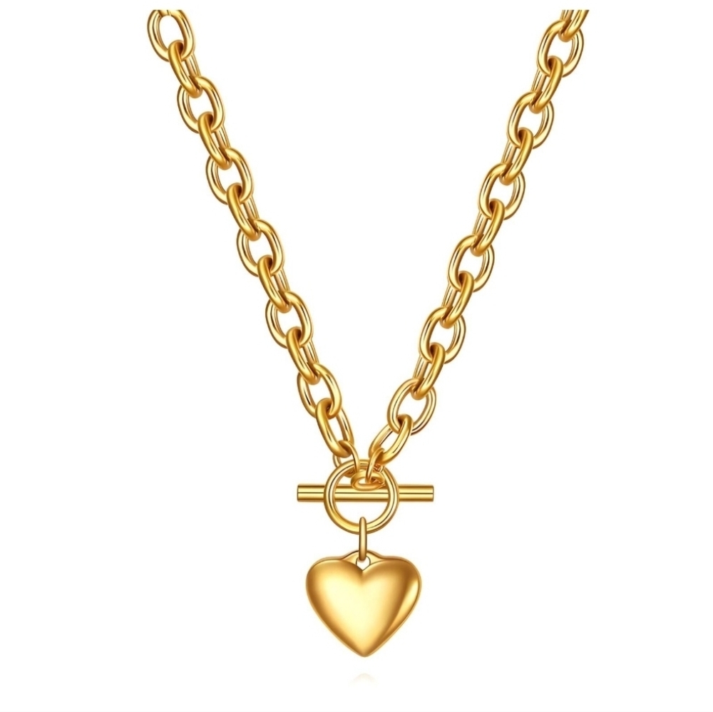 18k Gold Plated Heart Pendant Women Necklace